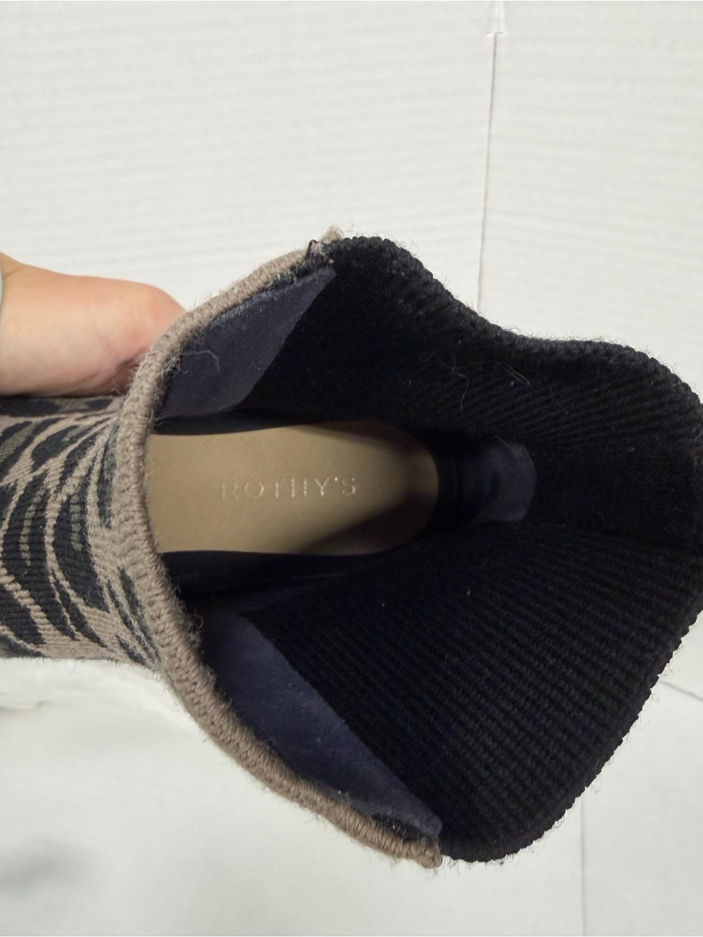 Rothy’s The Classic Boot Gray Black - Knit Cool Cat (Leopard Print) Size 9.5 - Picture 9 of 11